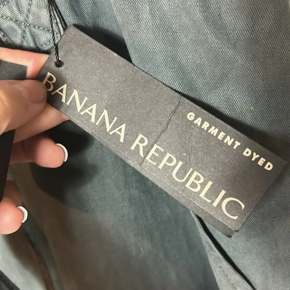 NWT Banana Republic Tencel linen tie front pants in Flight Jacket army green